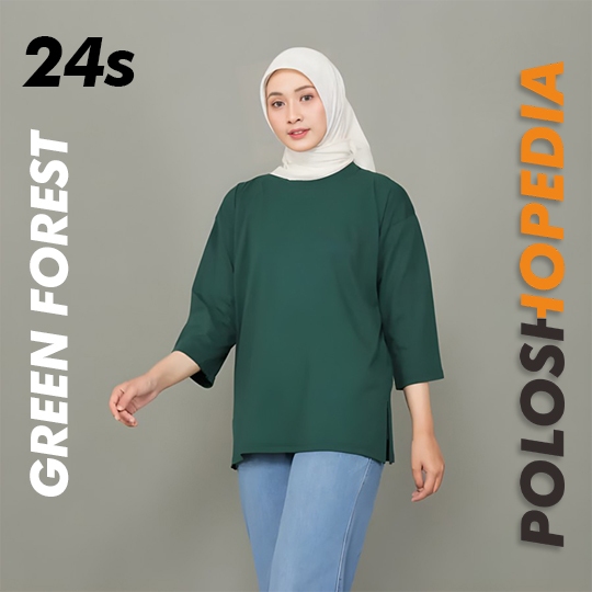 Jual BAJU KAOS POLOS OVERSIZE HIJAB WANITA WARNA HIJAU BOTOL LENGAN 3/4