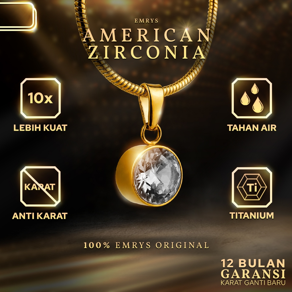 Jual Emrys Liontin Set American Zirconia Kalung Liontin Titanium Anti