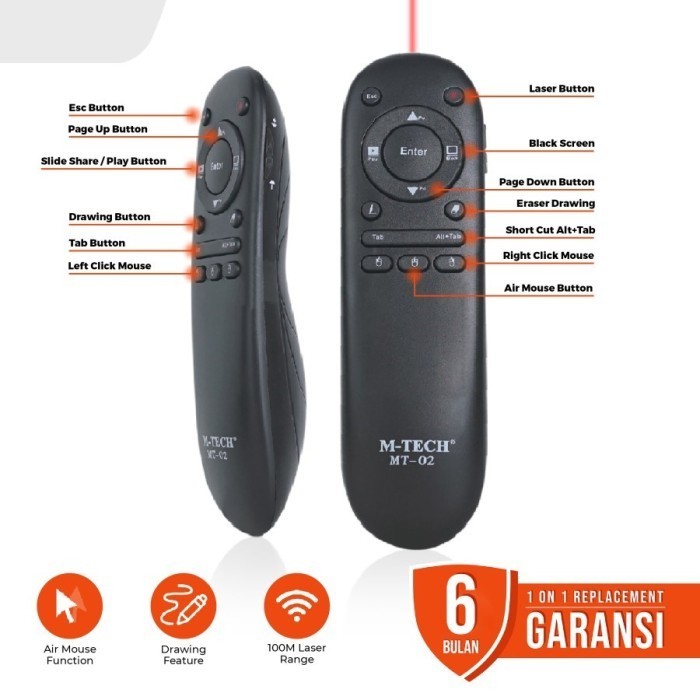 Jual Laser Pointer Wireless Presentasi MTech with Mouse Function MT02