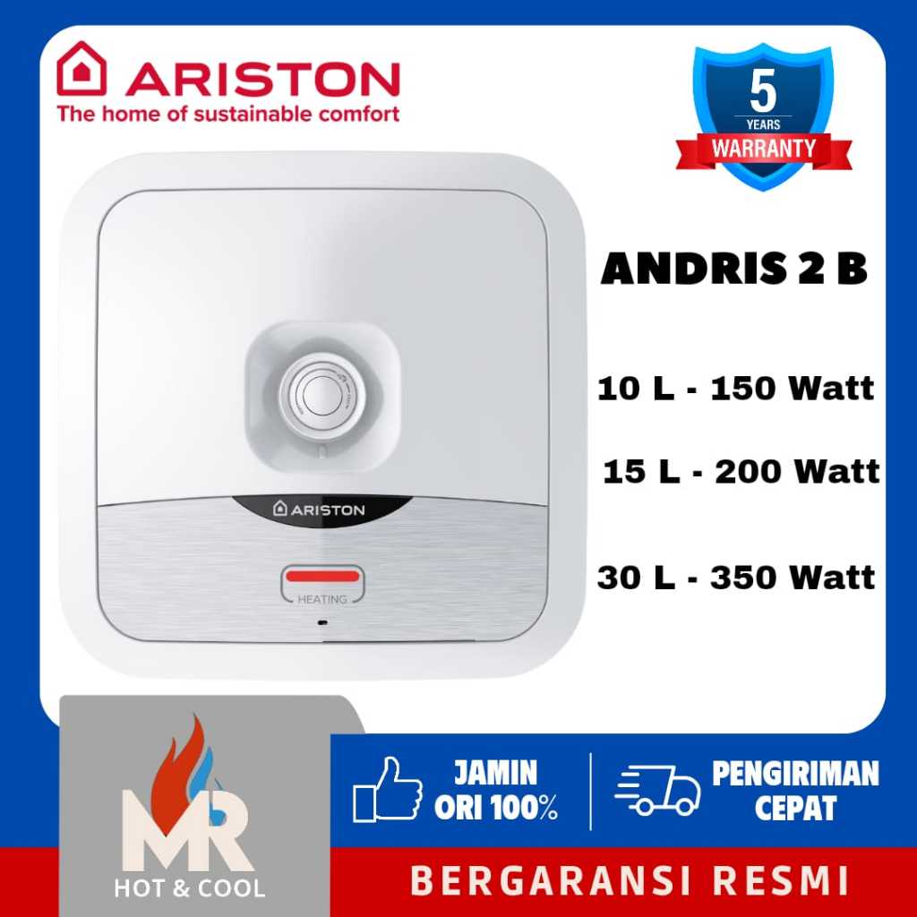 Jual ARISTON WATER HEATER 10L/15L/30L PEMANAS AIR LISTRIK ANDRIS 2 B 10 ...