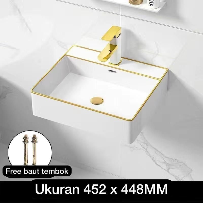 Jual Wastafel Dinding Keramik Marble Kecil Mini Unik Marble putih emas ...