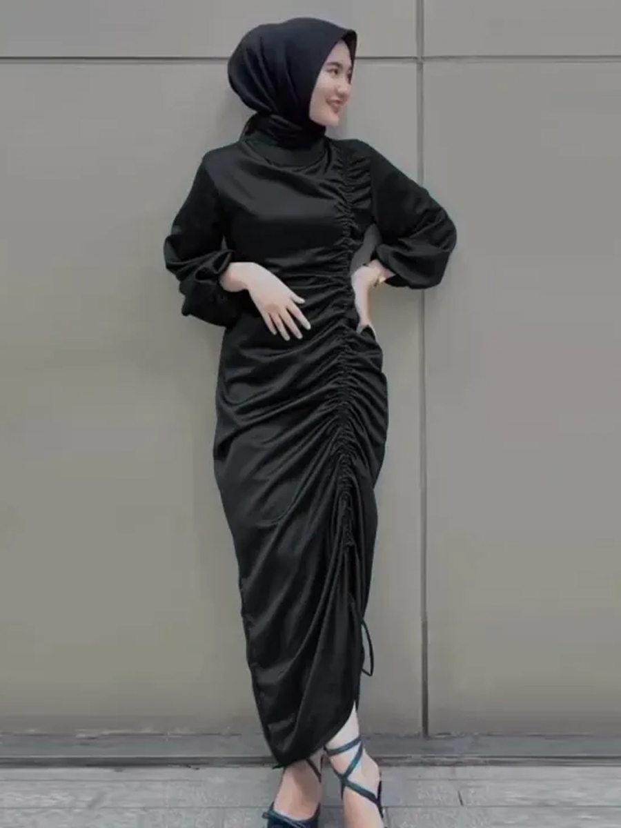 Jual Bridesmaid Dress Satin Wanita Outfit Kondangan Baju Lebaran Dress