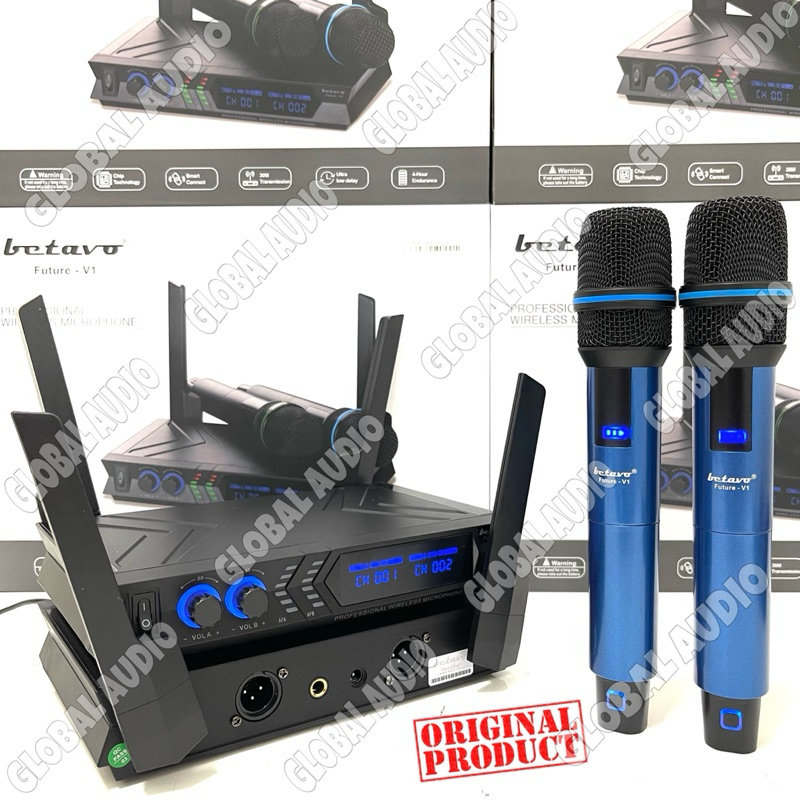 Jual Mic Wireless Betavo Future V1 Biru Original 2bh Microphone