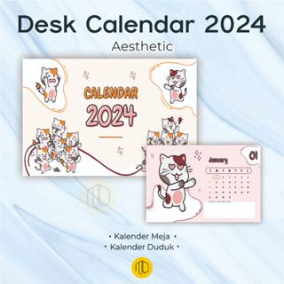 Jual Kalender 2024 Aesthetic Meja / Kalender Duduk Spiral / Kalender ...