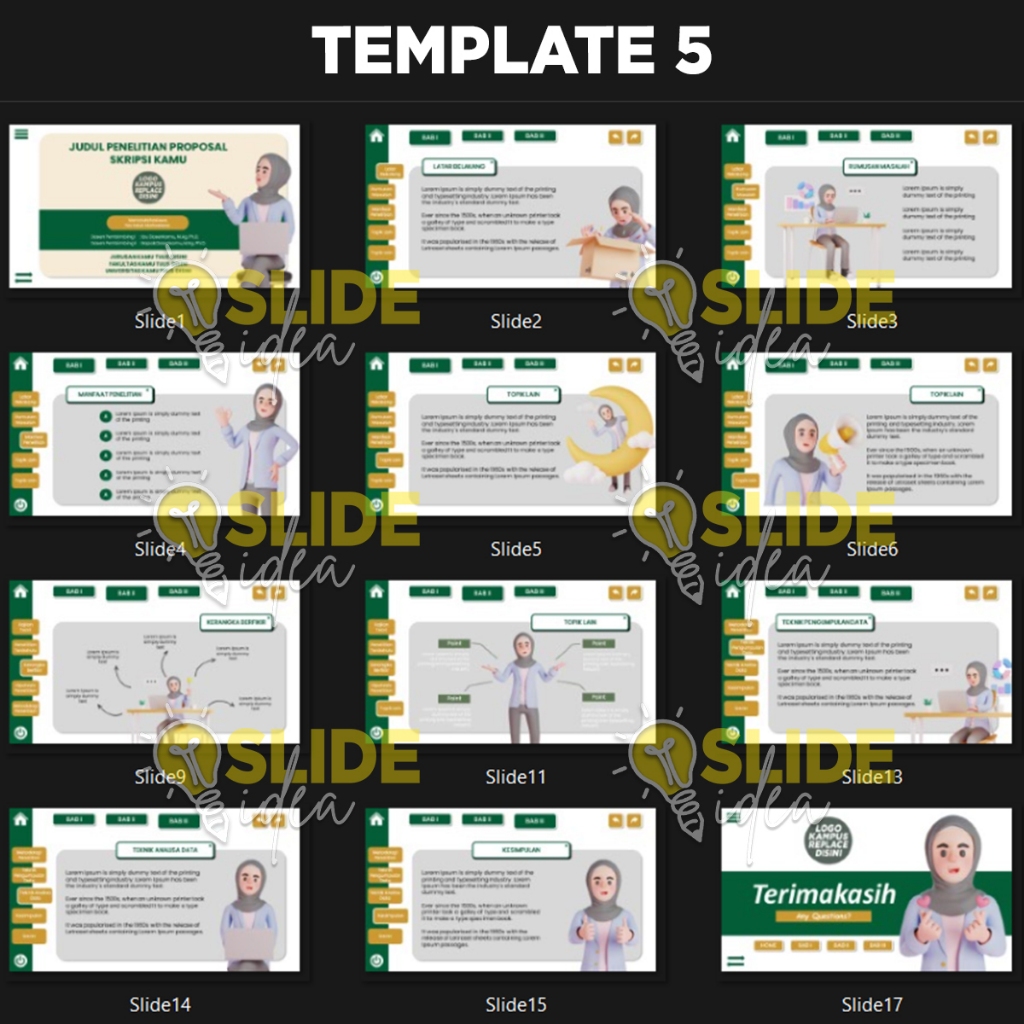 Jual Template PPT Seminar Proposal Skripsi Animasi Sempro Tugas Akhir