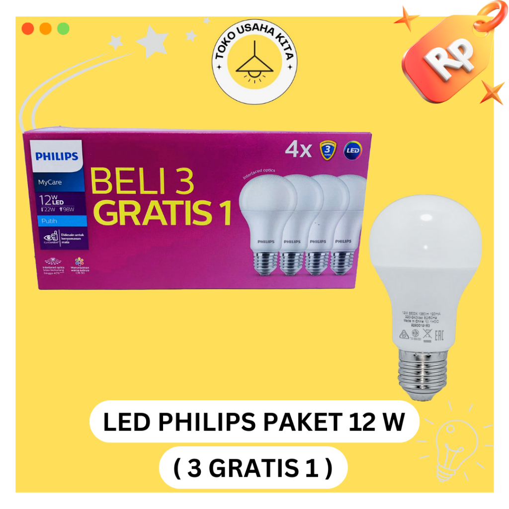 Jual LAMPU LED PHILIPS PAKET 12 WATT ( 3 GRATIS 1 ) | Shopee Indonesia