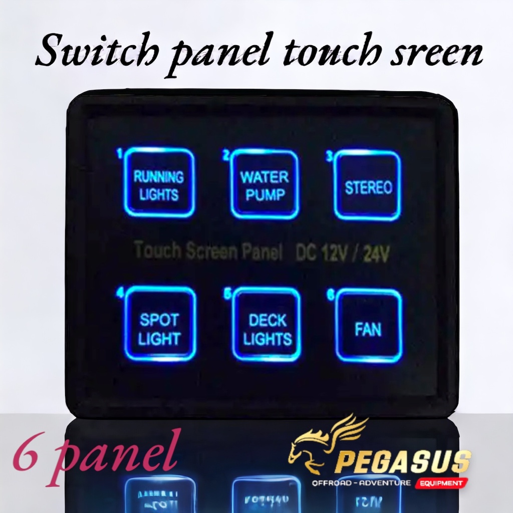 Jual Touch Screen Switch Panel 12V/24V 6 Gang LED Slim Offroad touring campervan Shopee Indonesia