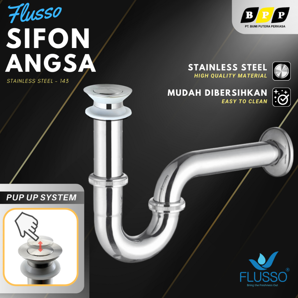 Jual Sifon Leher Angsa Tekan On Off Stainless Pipa Pembuangan Wastafel