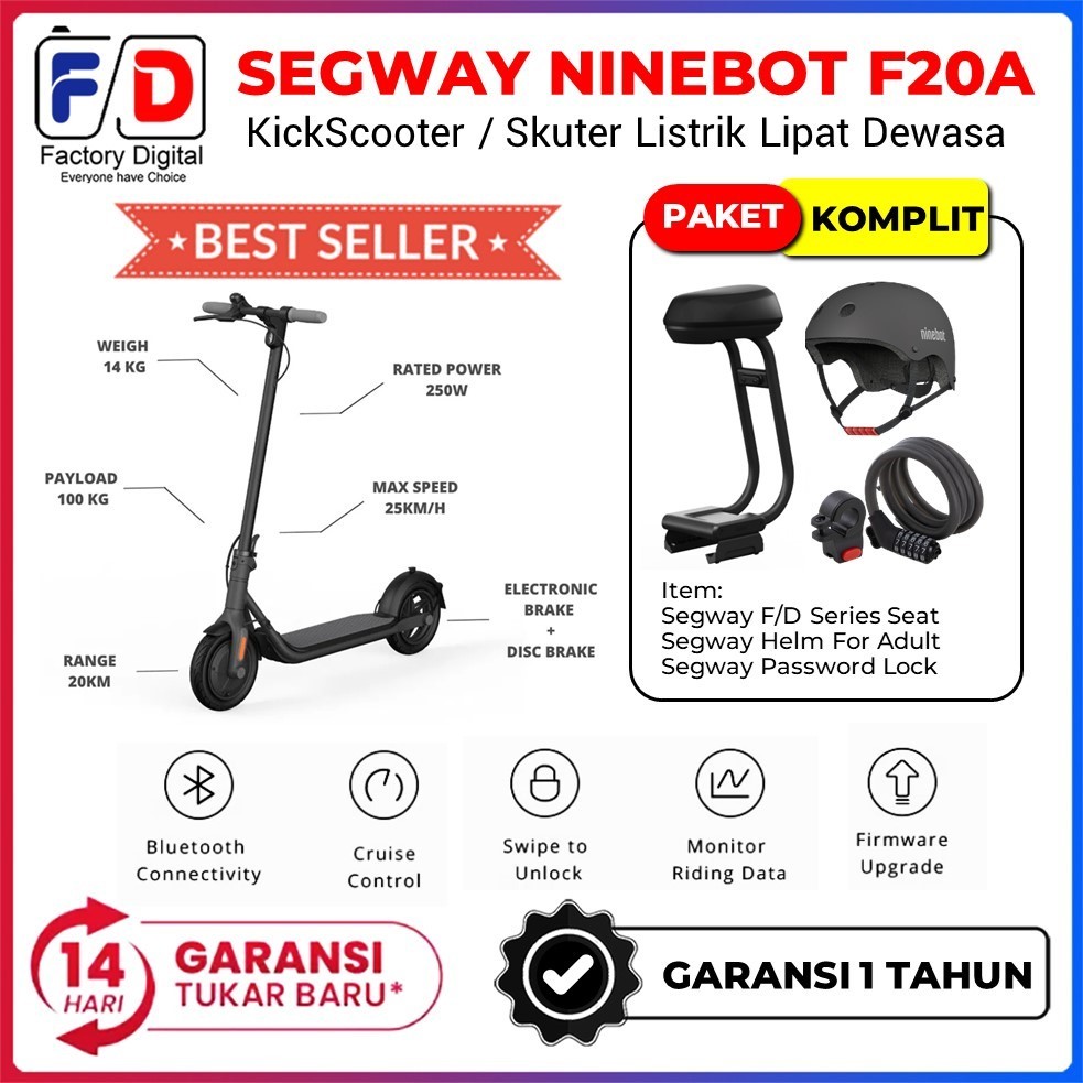 Jual Segway Ninebot Kickscooter F A Skuter Listrik Lipat Inch Ganti Segway Es Shopee