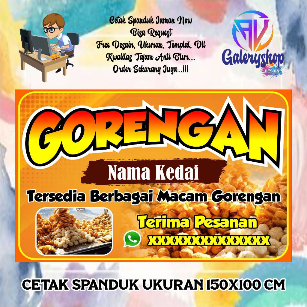 Jual Cetak Spanduk, Banner, Jualan Gorengan Jajanan Kekinian Viral, Dll ...