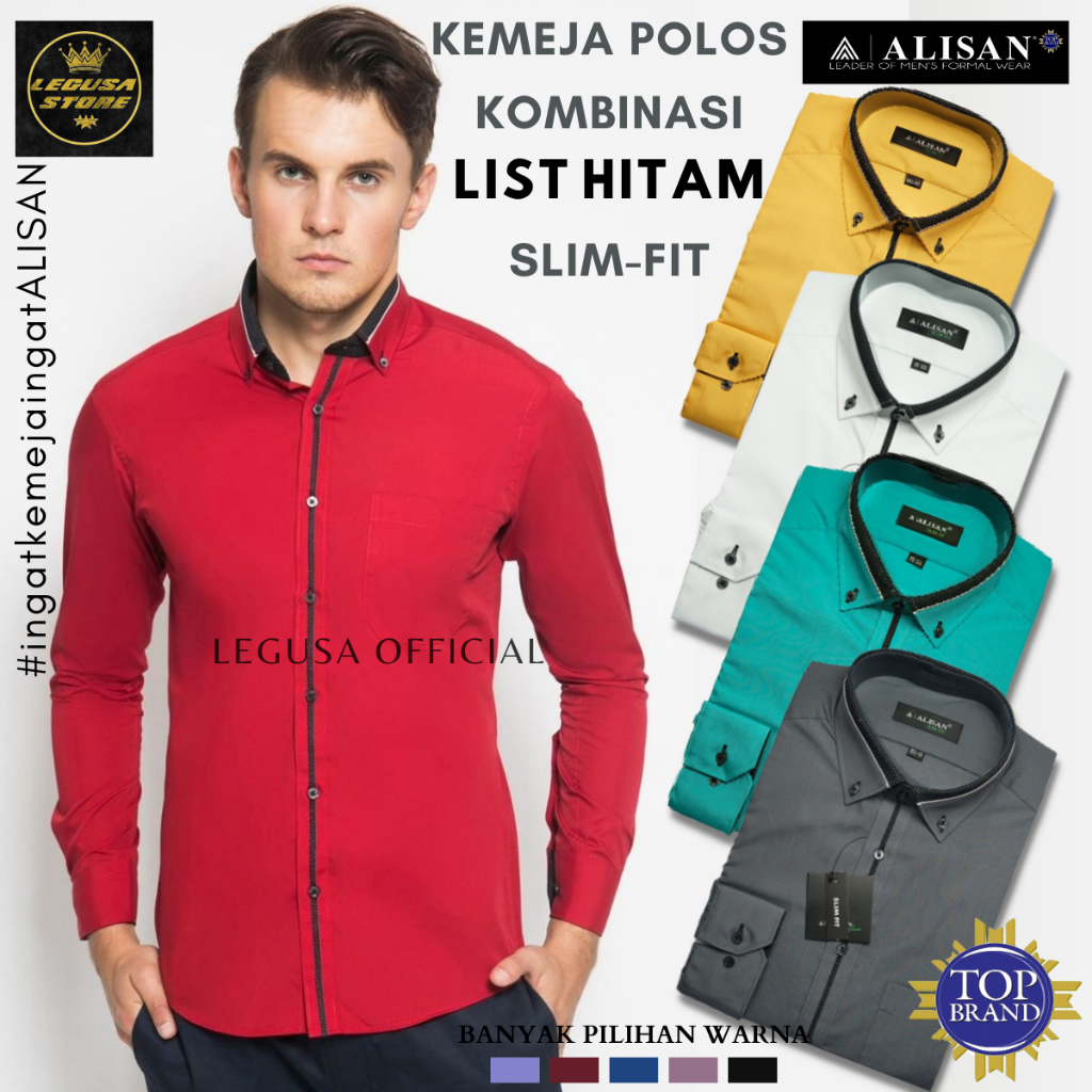 Jual Kemeja Alisan Lengan Panjang Kemeja Formal Pria Alisan SLIM FIT ...