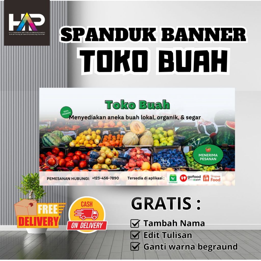 Jual SPANDUK JUALAN BUAH | BANNER TOKO BUAH | Shopee Indonesia