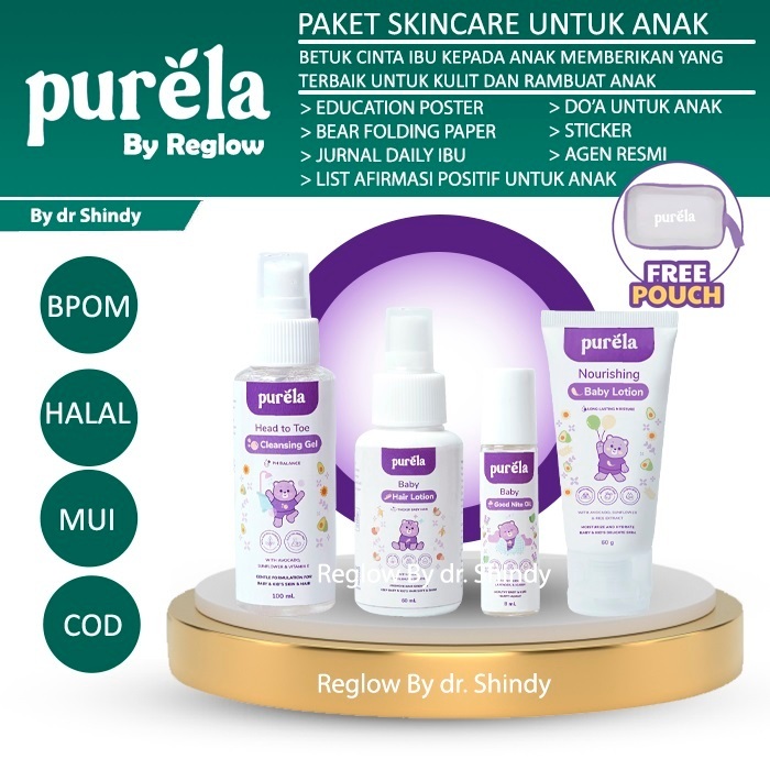 Jual PURELA by Reglow dr. Shindy BPOM HALAL Skincare Anak Head To Toe Hair  Lotion Baby Lotion Goodnite Oil Sabun Anak Original BPOM | Shopee Indonesia