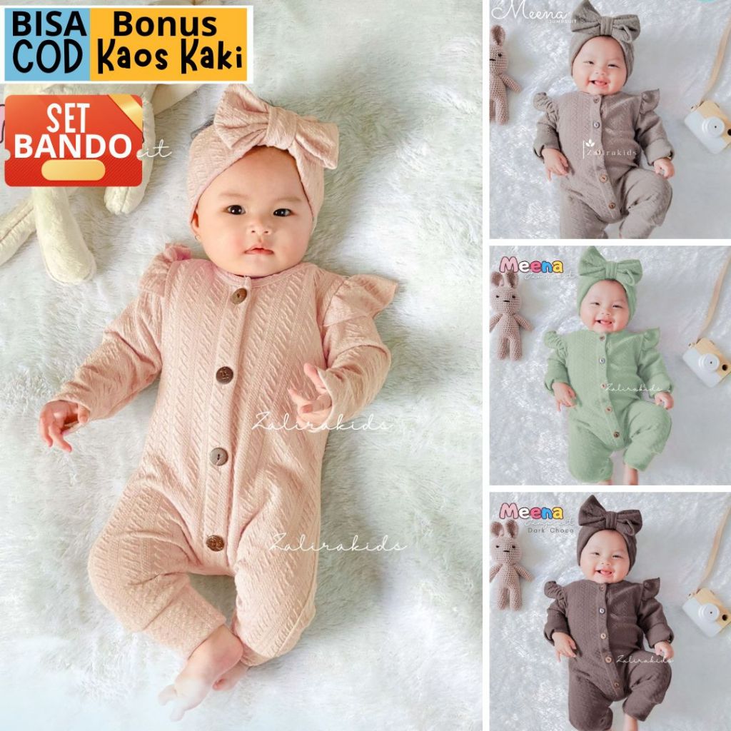 Jual Baju Bayi NEWBORN Perempuan SET BANDO UMUR 0 BULAN 20 BULAN Jumpsuit Bayi Perempuan