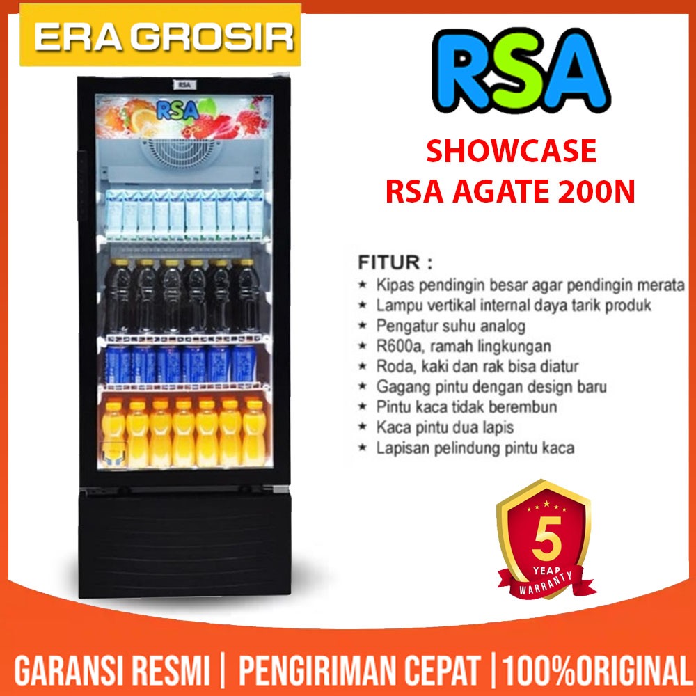 Jual SHOWCASE RSA AGATE 200 Lemari Pendingin 3 Rak - Kapasitas 191 ...