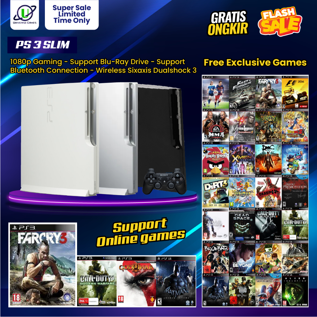 Jual PS3 Slim All Variant Second Bundle Stick Hdd 1Tb / 500Gb / 320Gb ...