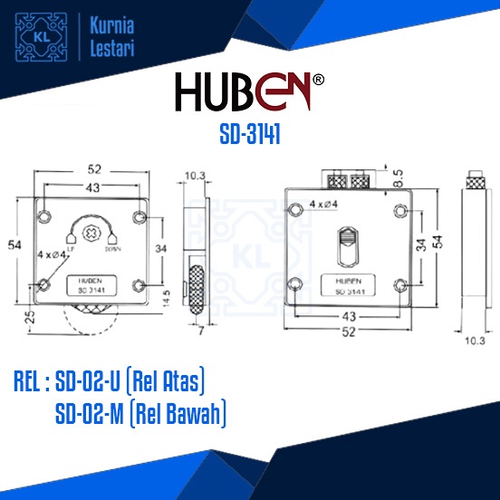 Jual HUBEN SD-3141 / Roda Sliding Lemari HUBEN SD3141 (Rel SD-02 ...
