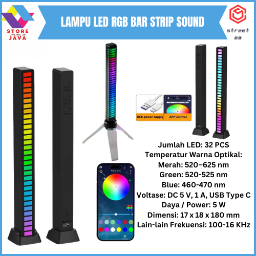 Jual Lampu Led Rgb Led Bar Strip Sound Rhythm D Usb With App