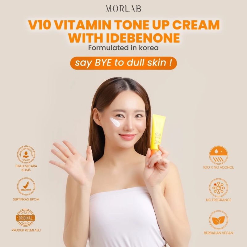 Jual MORLAB V10 VITAMIN TONE UP CREAM WITH IDEBENONE | Shopee Indonesia