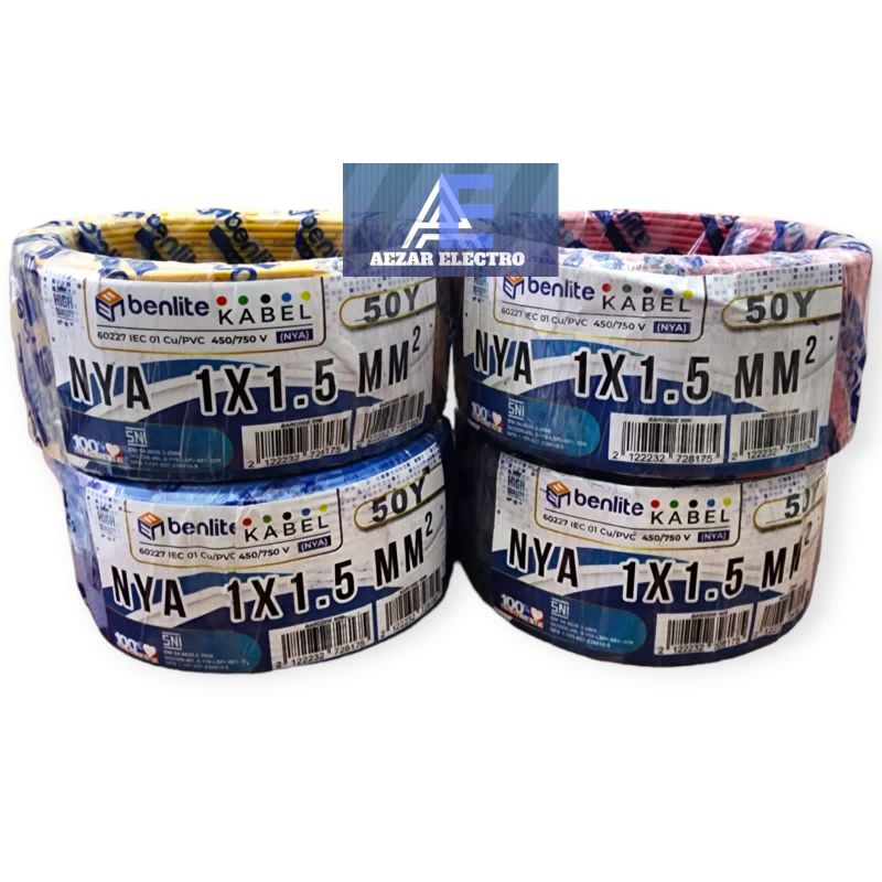 Jual Kabel Listrik NYA 1x1,5 MM 50M Kawat Tembaga SNI Benlite / Kabel ...