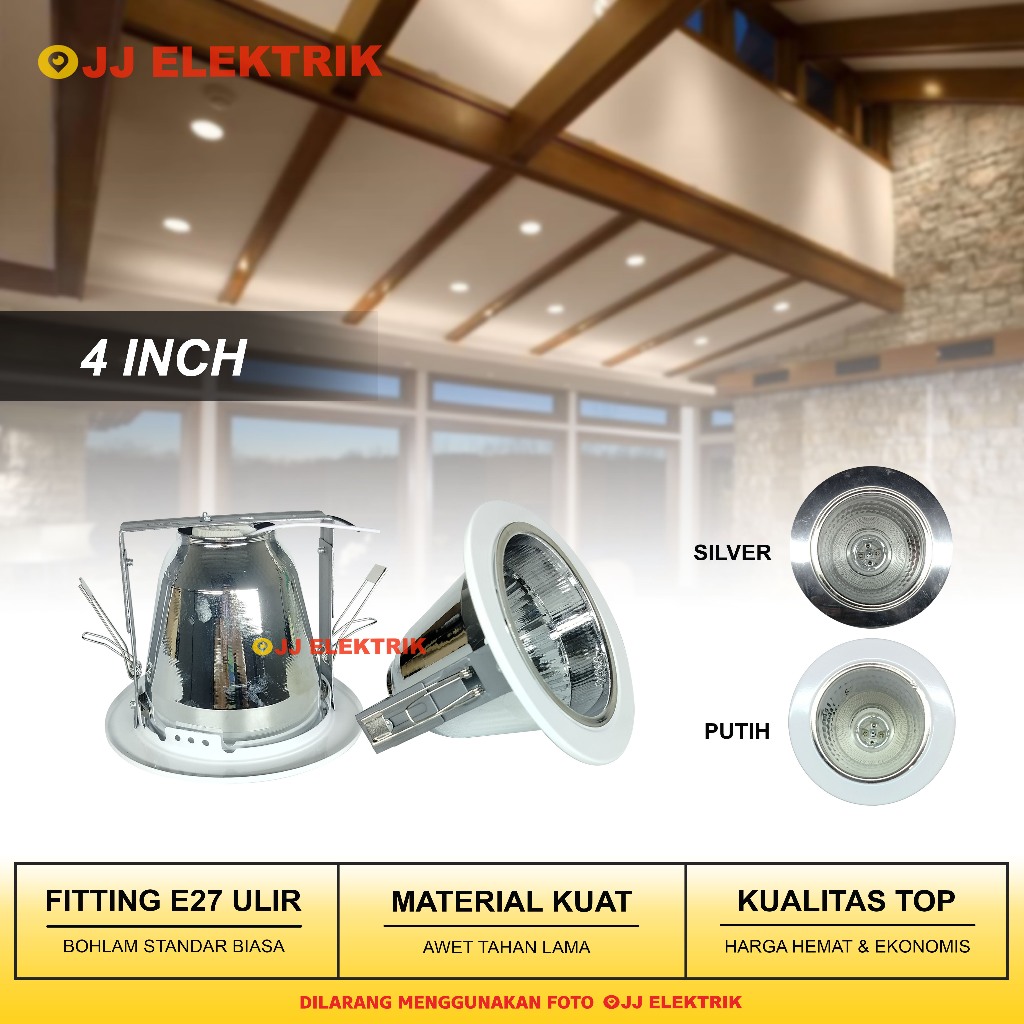 Jual Kap Lampu Downlight 4 Inch Adjustable Fitting E27 Ulir Bohlam