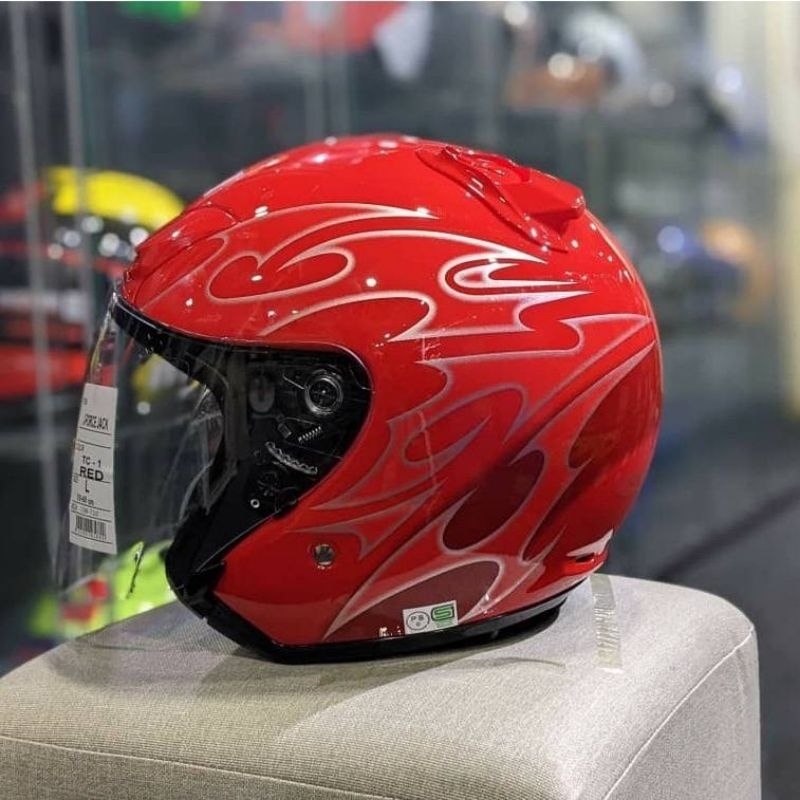 harga helmet shoei jack merah Jual SHOEI JF2 JACK API MERAH