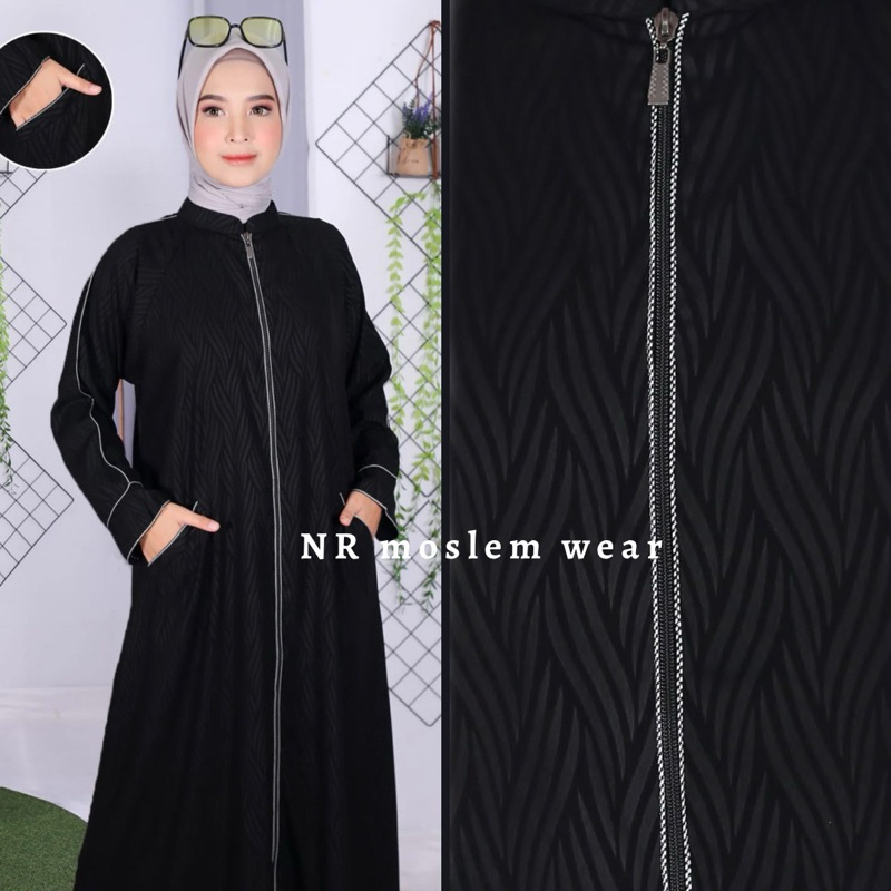 GAMIS ABAYA ARAB, GAMIS UMROH WANITA HITAM , ABAYA MODERN Kode abaya sleting