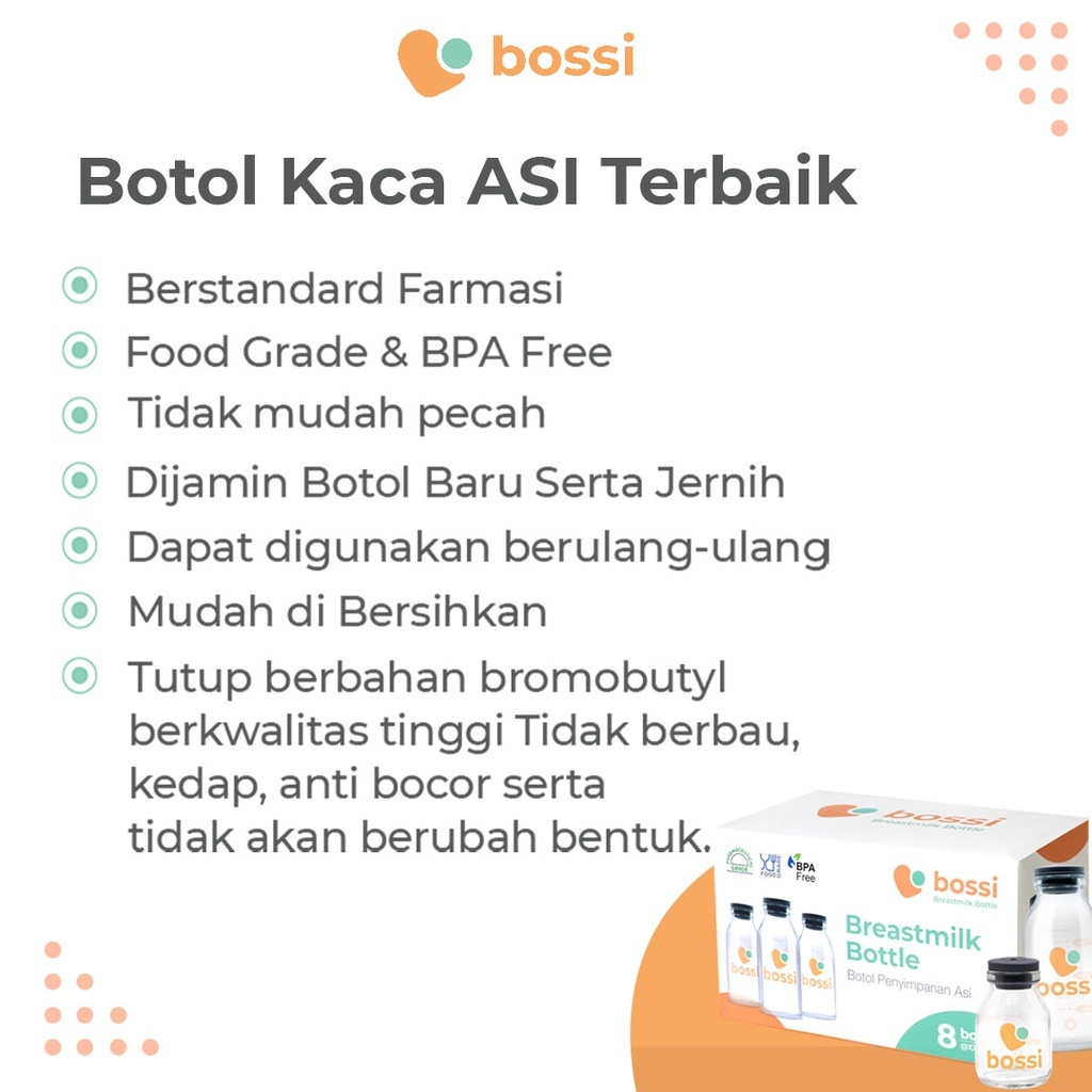 Jual Bossi - Botol Asi Kaca 100 ml 1 Box isi 8 Botol | Shopee Indonesia