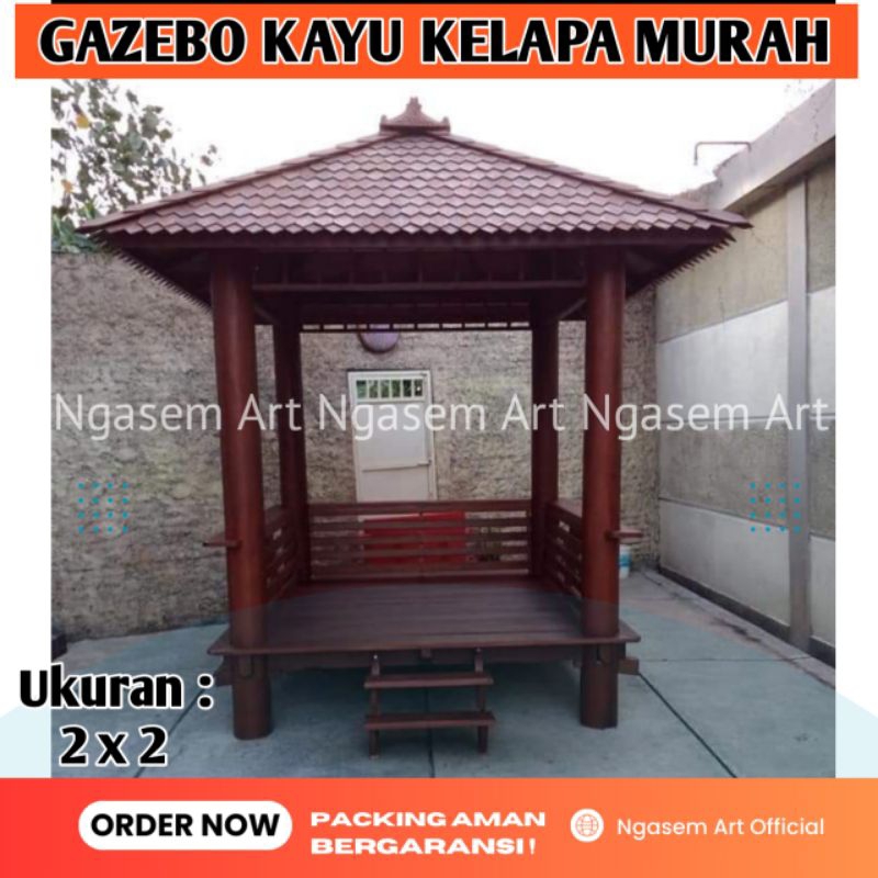 Jual Gazebo Kayu Kelapa 2x2 Meter