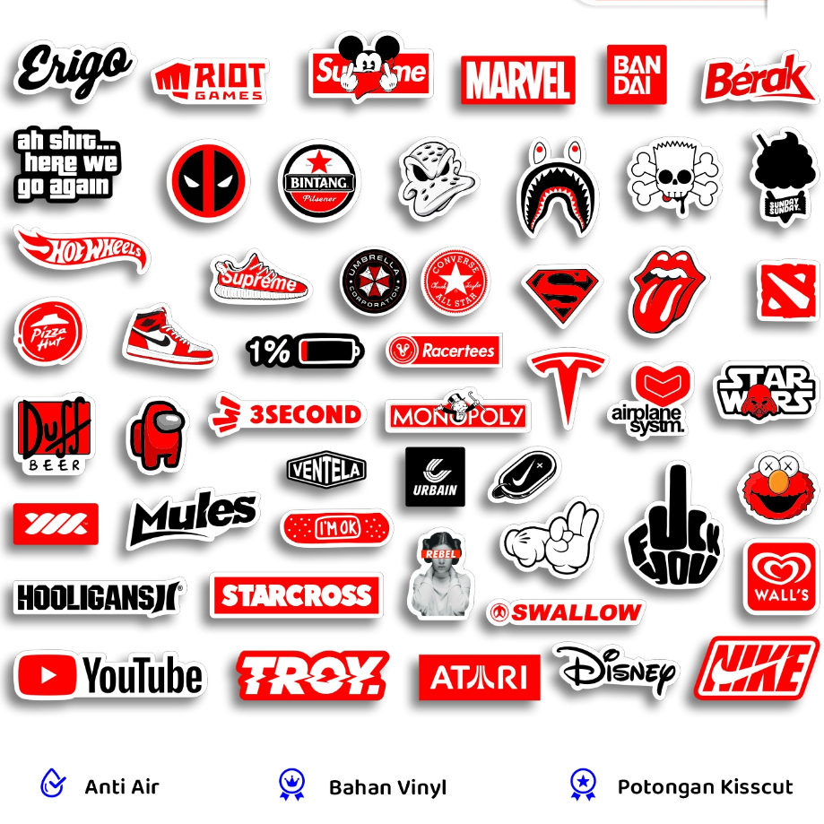 Jual Stiker Hypebeast 50 Pcs Brand Aesthetic Anti Air Tinggal Pasang ...