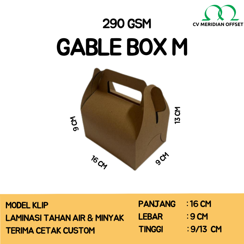 Jual Gable Box Kraft Box Souvenir Box Hampers Box Bingkisan Packaging Box Dus Kue Box Snack