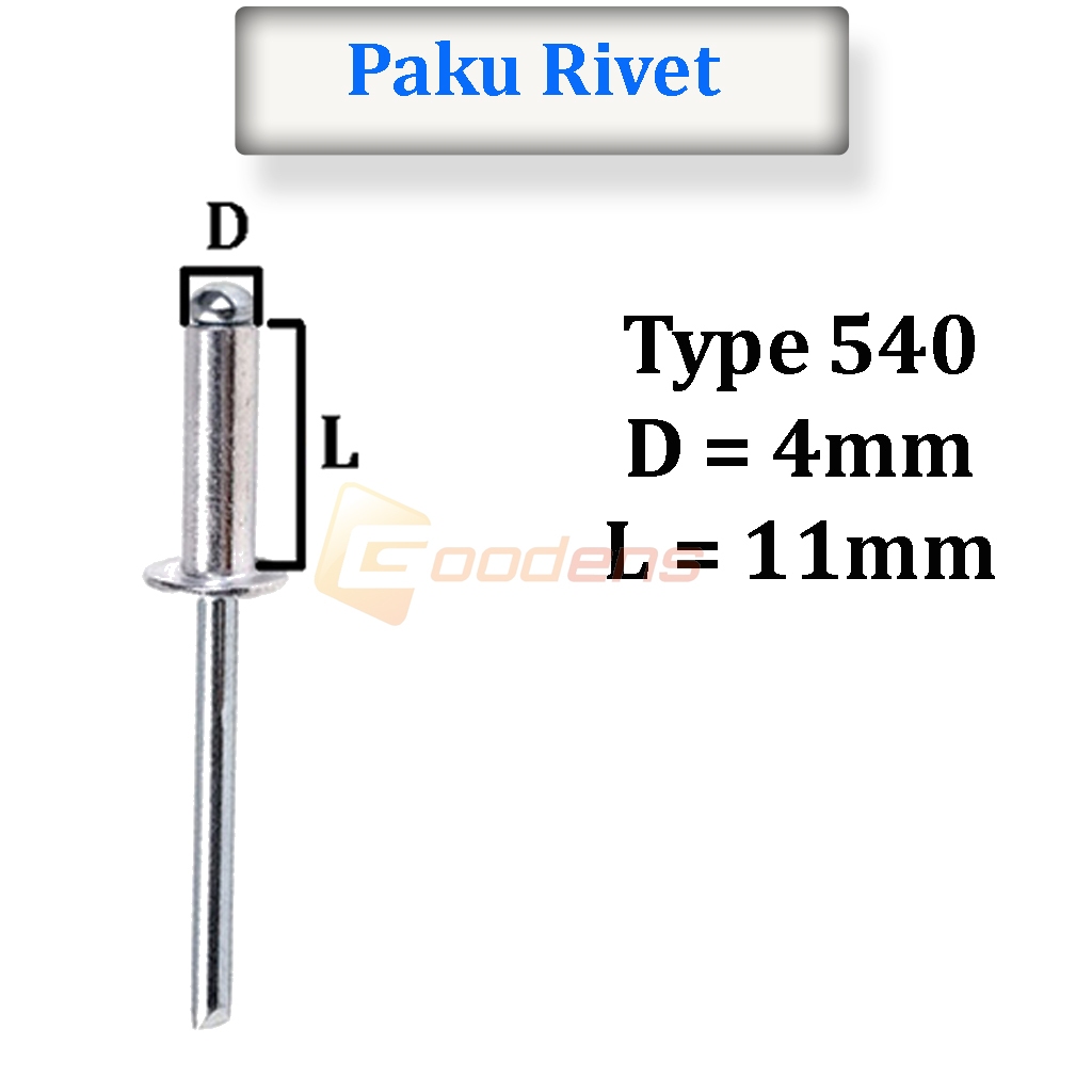 Jual Paku Rivet Paku Keling 540 4mmx11mm isi 100 pcs | Shopee Indonesia