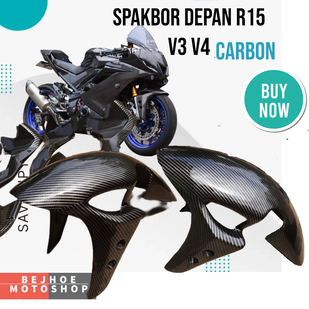 Jual Carbon Spakbor Depan R15 M dan R15 V3 model motor R1 Hitam Carbon ...
