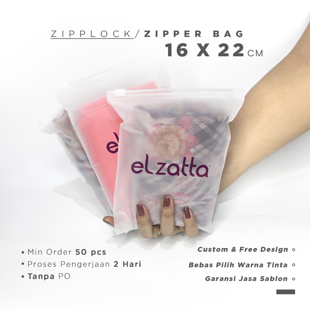 Jual CETAK ZIPPERBAG POUCH 16X22 SABLON CUSTOM ZIPPERLOCK PREMIUM MURAH ...