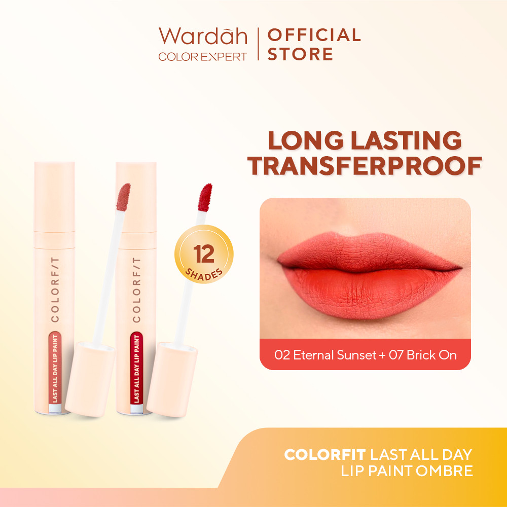 WARDAH Colorfit Last All Day Lip Paint Ombre 02 & 07 - Paket Lip Cream Ombre - Makeup