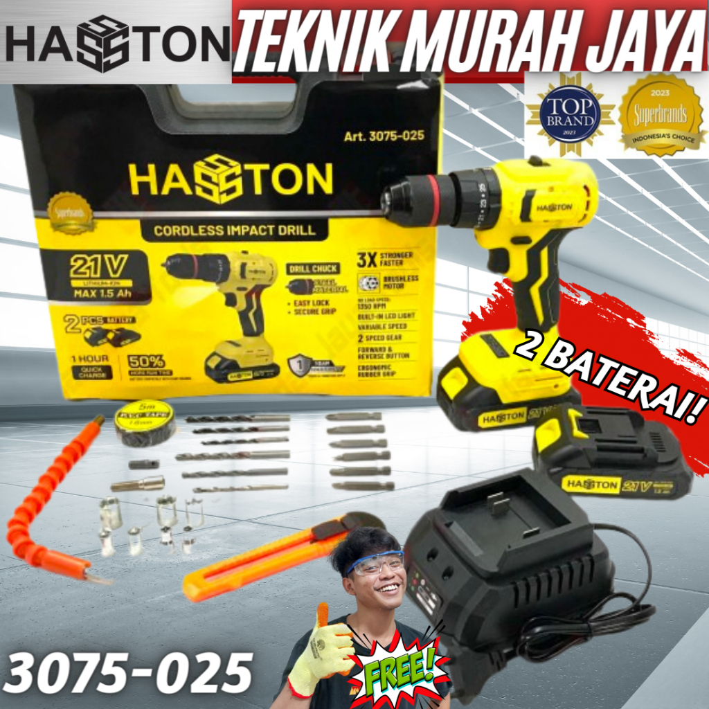 Jual Hasston Cordless Impact Drill V Brushless Mesin Bor