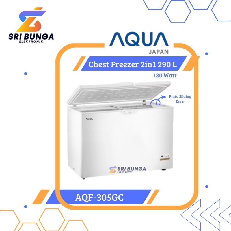 Jual Chest Freezer AQUA AQF 305GC Cooler Box Sliding Dua Fungsi 300 Liter Shopee Indonesia