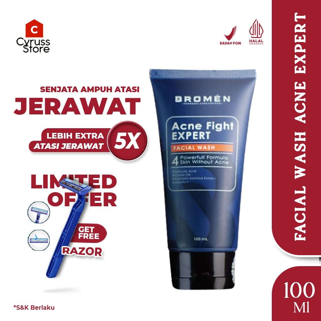 Jual Bromen Acne Facial Wash Sabun Cuci Muka Pria Penghilang Jerawat