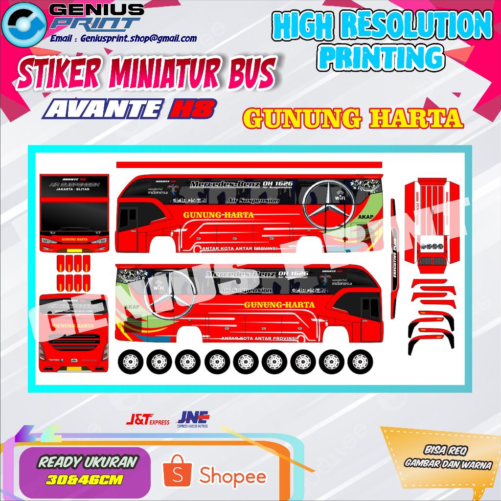 Jual Stiker A3 Miniatur Bus Avante H8 Livery Dedy Jaya | Epa Star ...