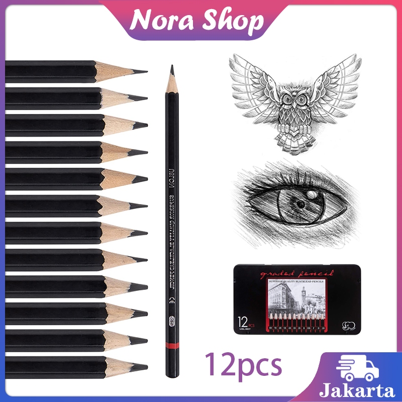 Jual 12 Pcs Pensil Gambar Lengkap 1 Paket Pencil Set Drawing Pencil Set