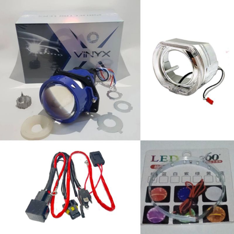 Jual Paket Komplit Lampu Projector Inch Blue Lens P Vinyx Shopee Indonesia