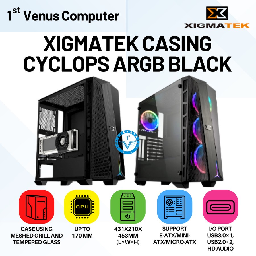 Jual Casing / Case Xigmatek Cyclops + 4 Fan ARGB / CASE12-XAG | Shopee ...