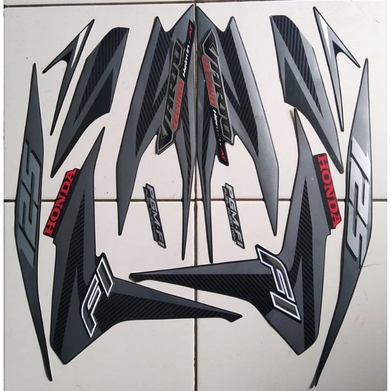 Jual Stiker Striping Motor VARIO TECHNO 125 2012 HITAM Sticker Lis Body