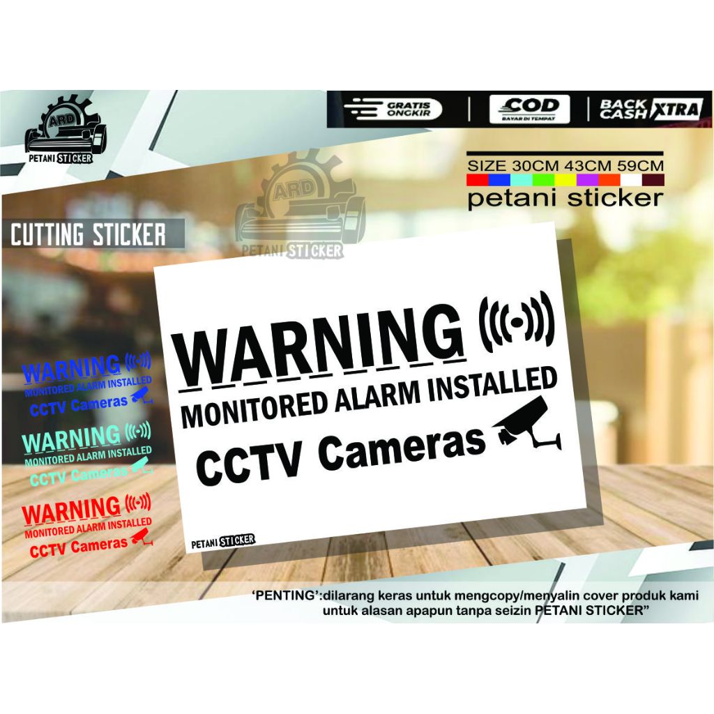 Jual STIKER STICKER WARNING CCTV CAMERA KACA BODY UNIVERSAL CUTTING ...