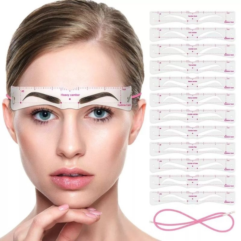 Jual cetakan alis tali 12 model eyebrow template 12 in 1 shopee indonesia