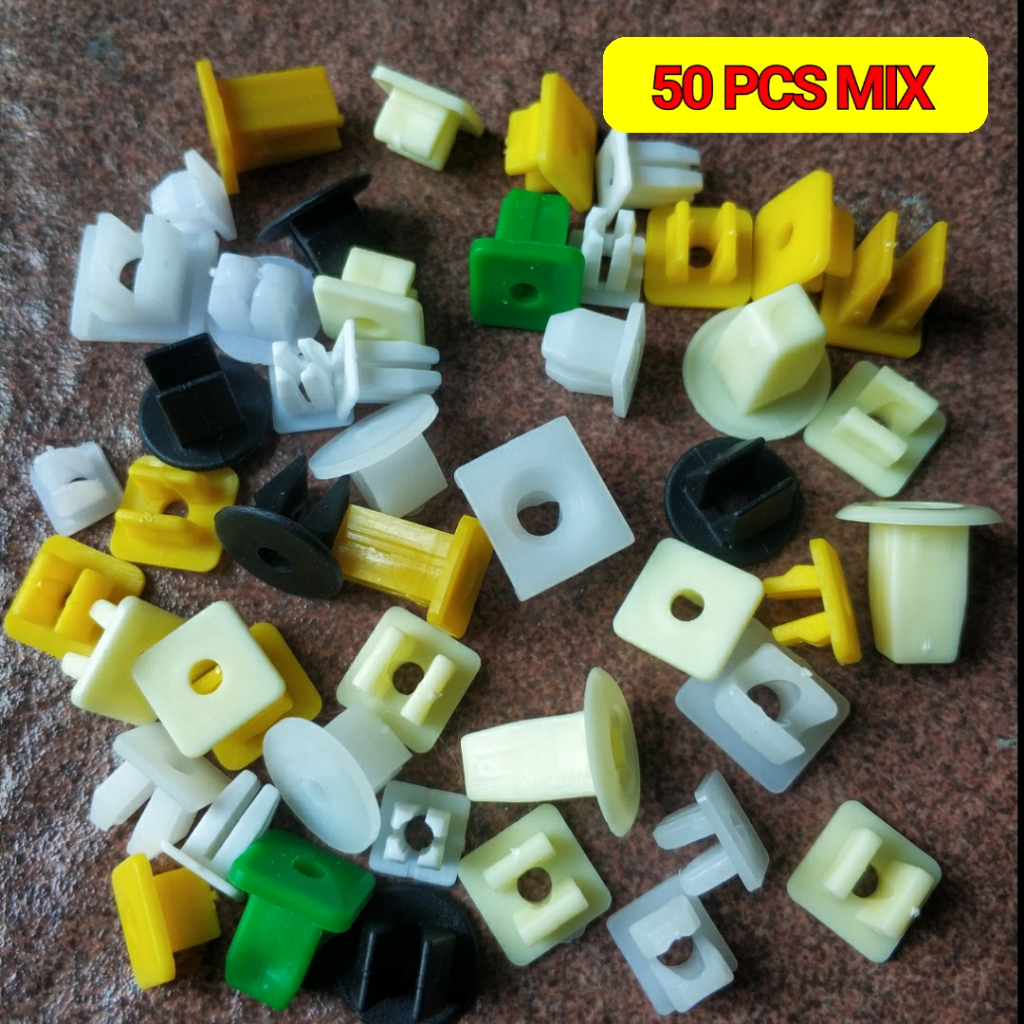 Jual 50 PCS MIX Screw Grommet Nut Clips Universal Klip Plastik