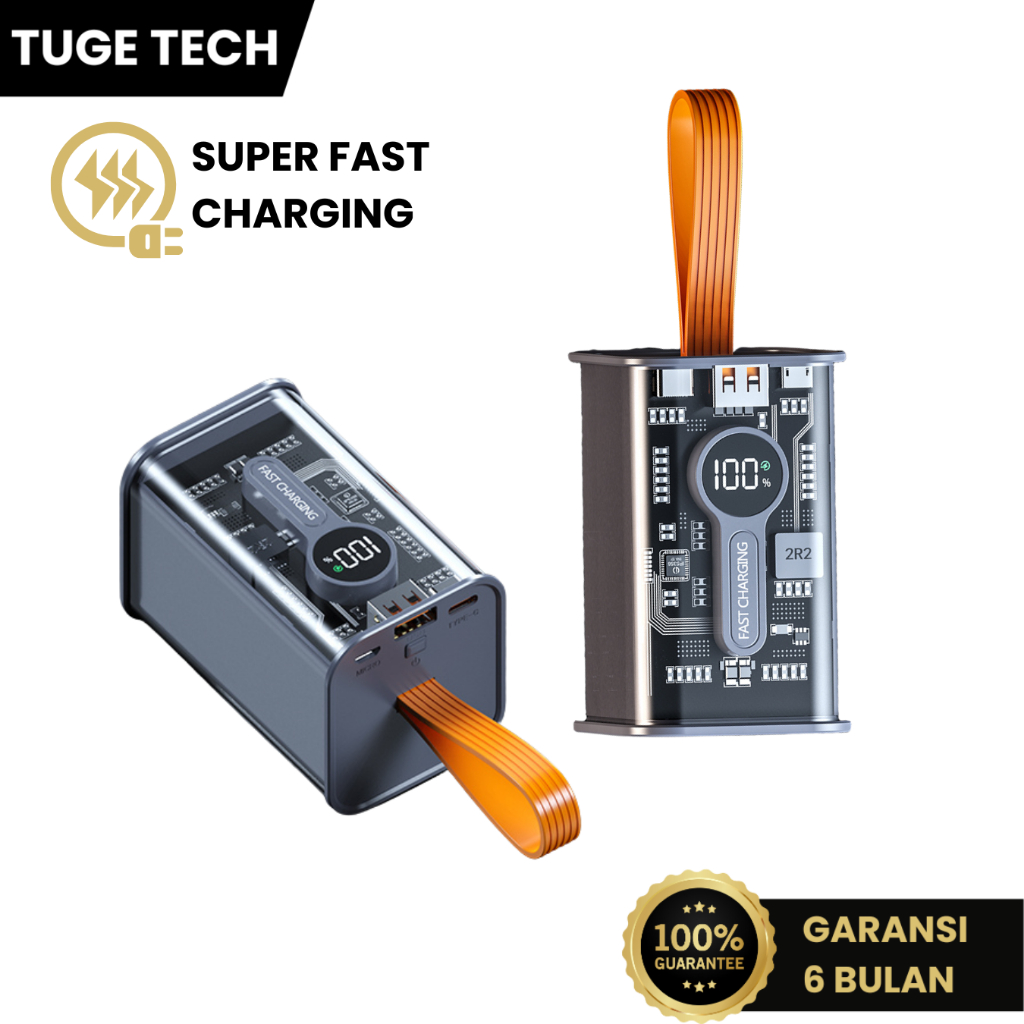 Jual TUGE TECH Power Bank 20000mah Transparan Powerbank Fast Charging