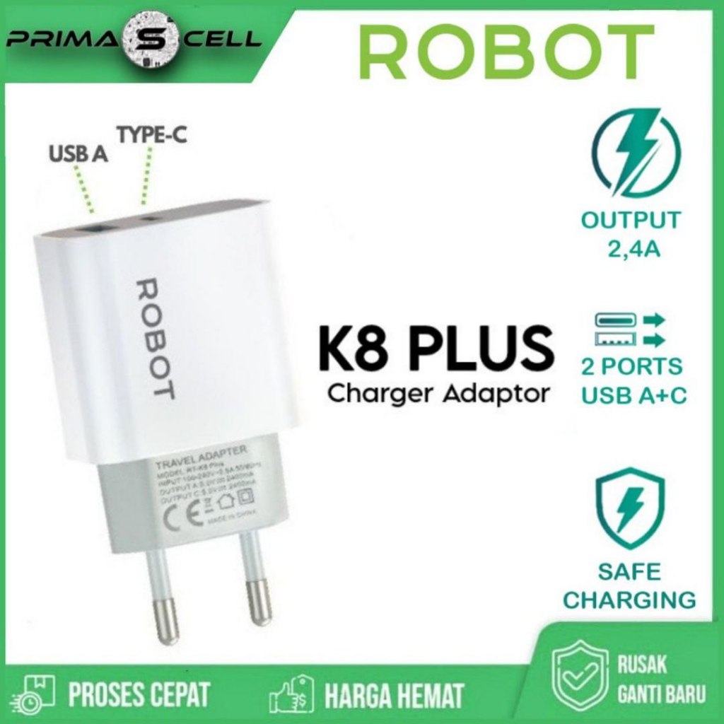 Jual Adaptor Charger Robot Rt K Plus A Dual Port Output Usb Type