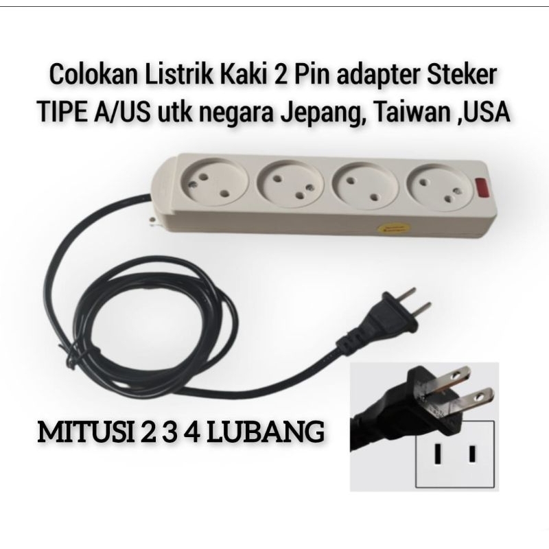 Jual Colokan Listrik 2 Kaki 2 Travel Adaptor Colokan over steker JEPANG