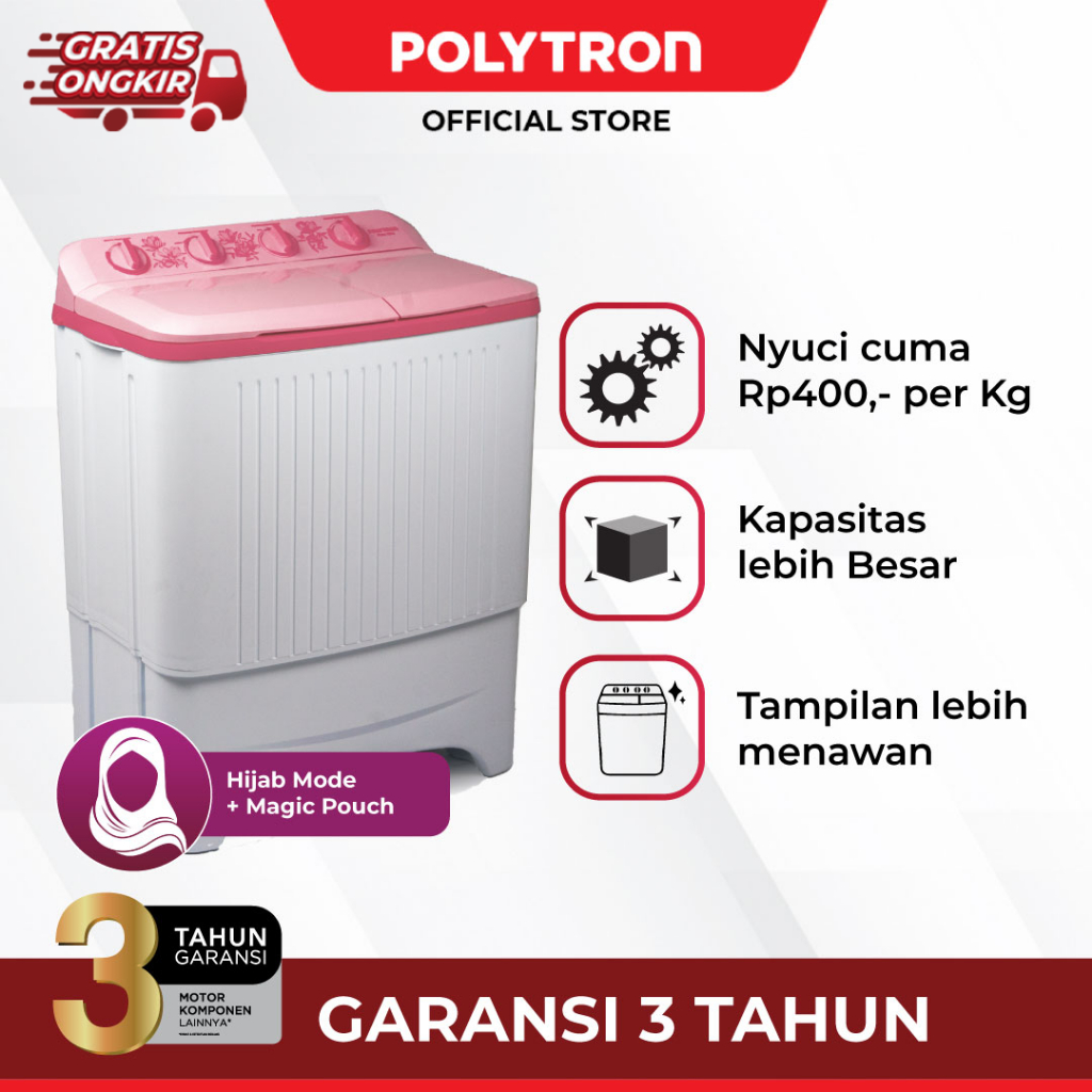 Jual POLYTRON Mesin Cuci 2 Tabung Giant Series 7 KG - PWM 7073P ...